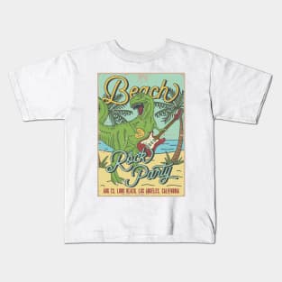 Beach Dinossaur summer rock sand festival Kids T-Shirt